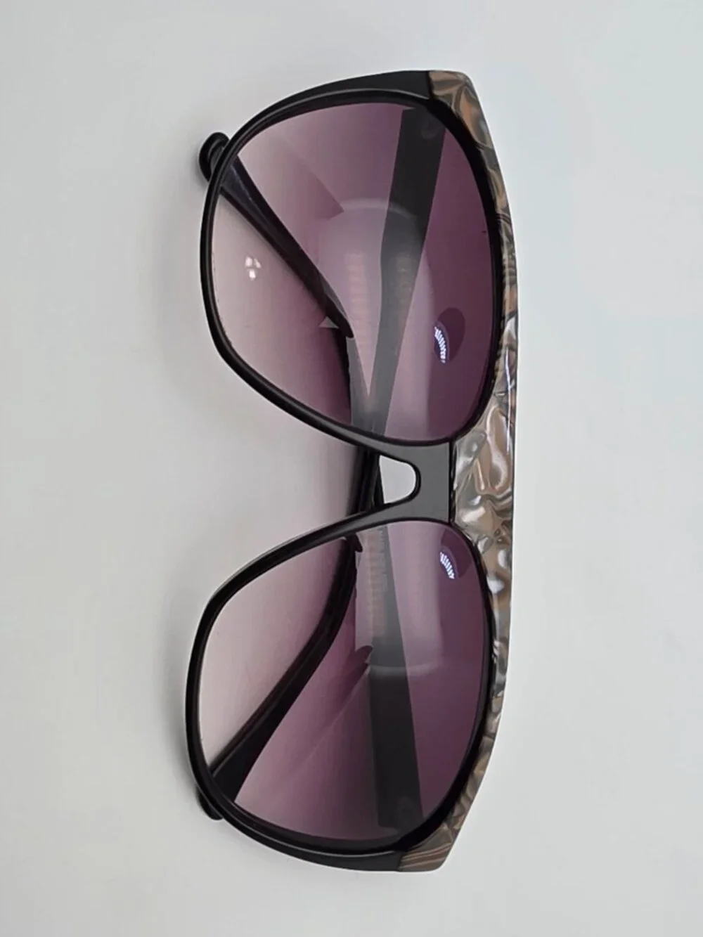 California Sunset Pearl Brow Black Frame Purple Gradient Lens Sunglasses 61mm